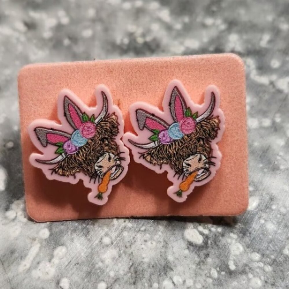 Jersey Cow Easter Earrings